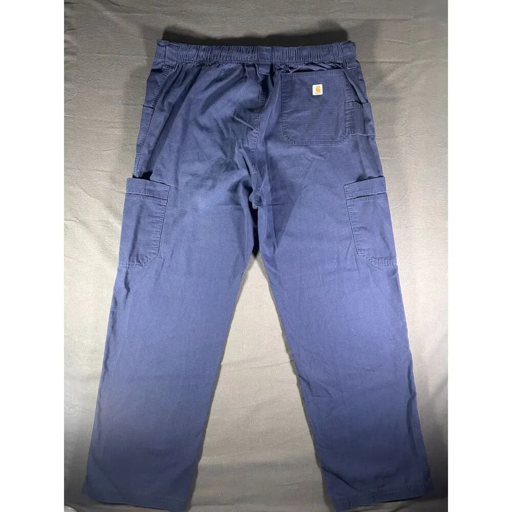 Vintage Carhartt Ripstop Cargo Pants Blue Workwear Scrub Utility Straight Leg